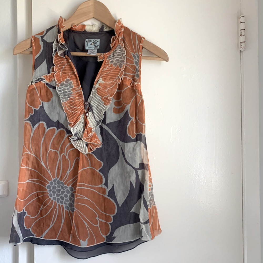 Anthropologie Silk Magnified Geranium Blouse